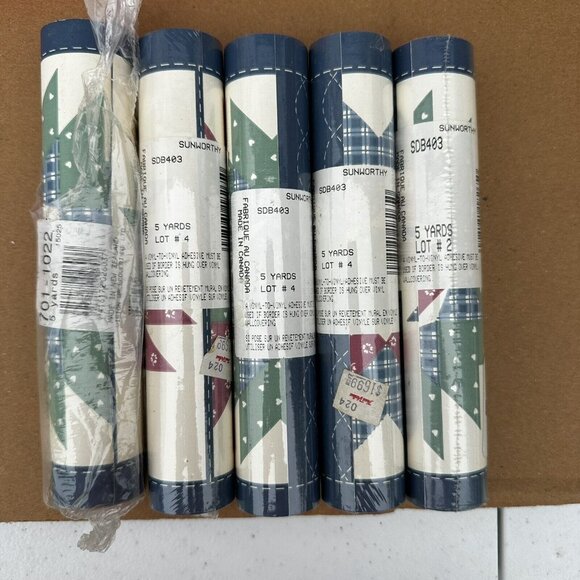 Lot Of 6 Packs Of Sunworthy Vintage Wallpaper Border Geometric Country Quilt - Picture 2 of 6